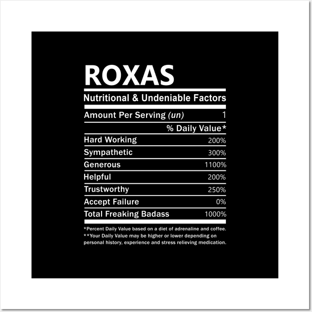 Roxas Name T Shirt - Roxas Nutritional and Undeniable Name Factors Gift Item Tee Wall Art by nikitak4um